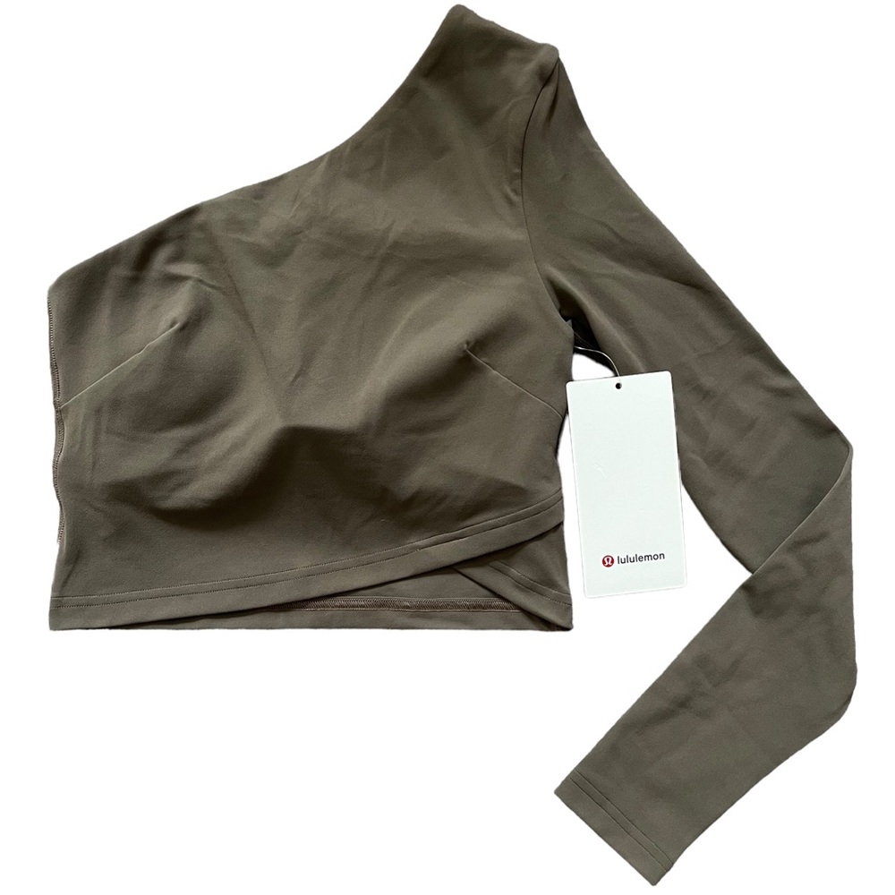 Lululemon Align Asymmetrical LS Nomd Brown‎ One Sleeve Top Womens Size 2 NWT!